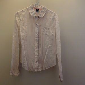 Gap Womens Button-Down‎ Pink Striped Top Size M